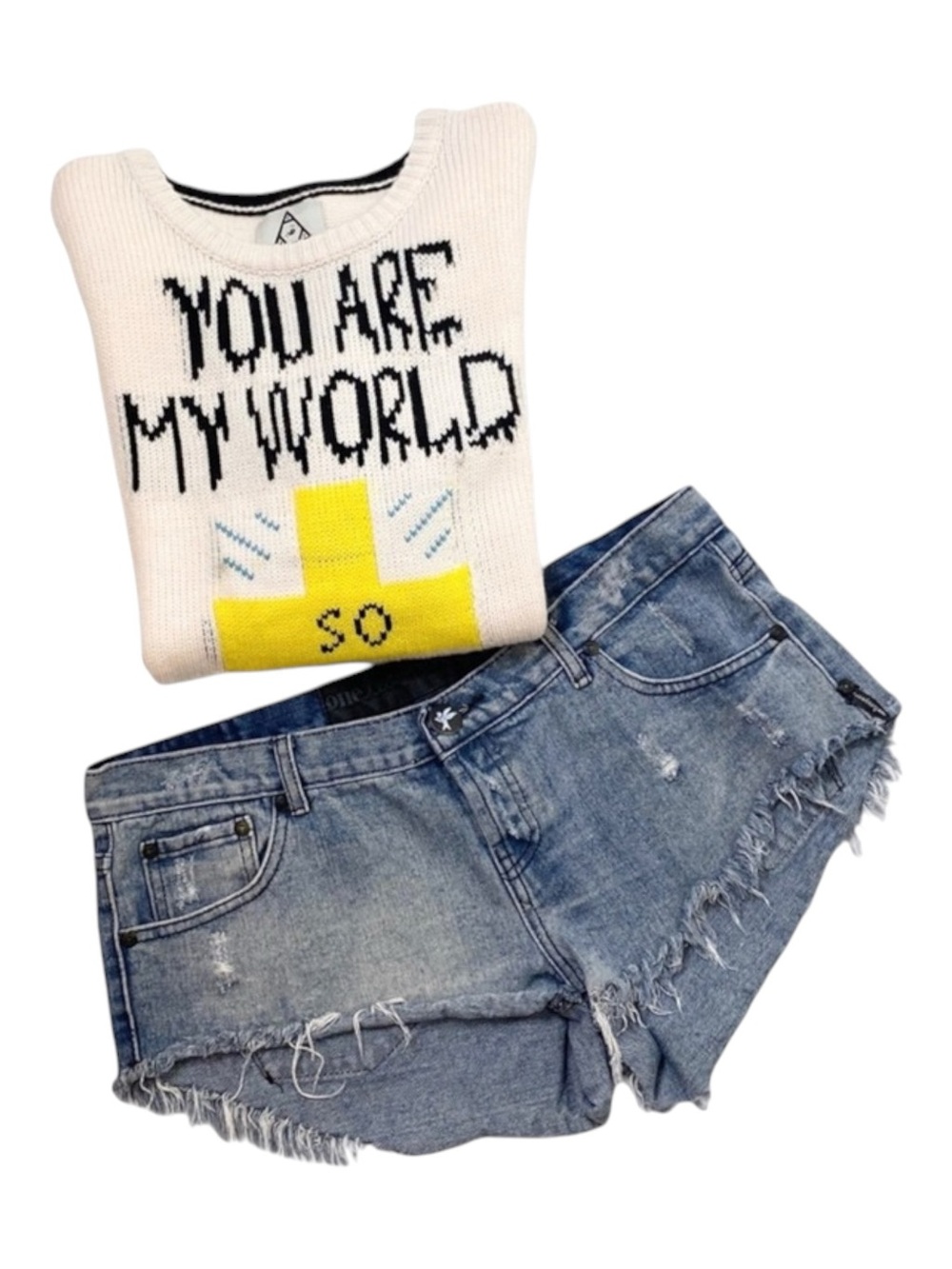 VHTF: new UNIF ♱ You Are My World FTW Sweater ♱ Cozy Intarsia Knit ♱ Ivory Pink - Picture 6 of 16